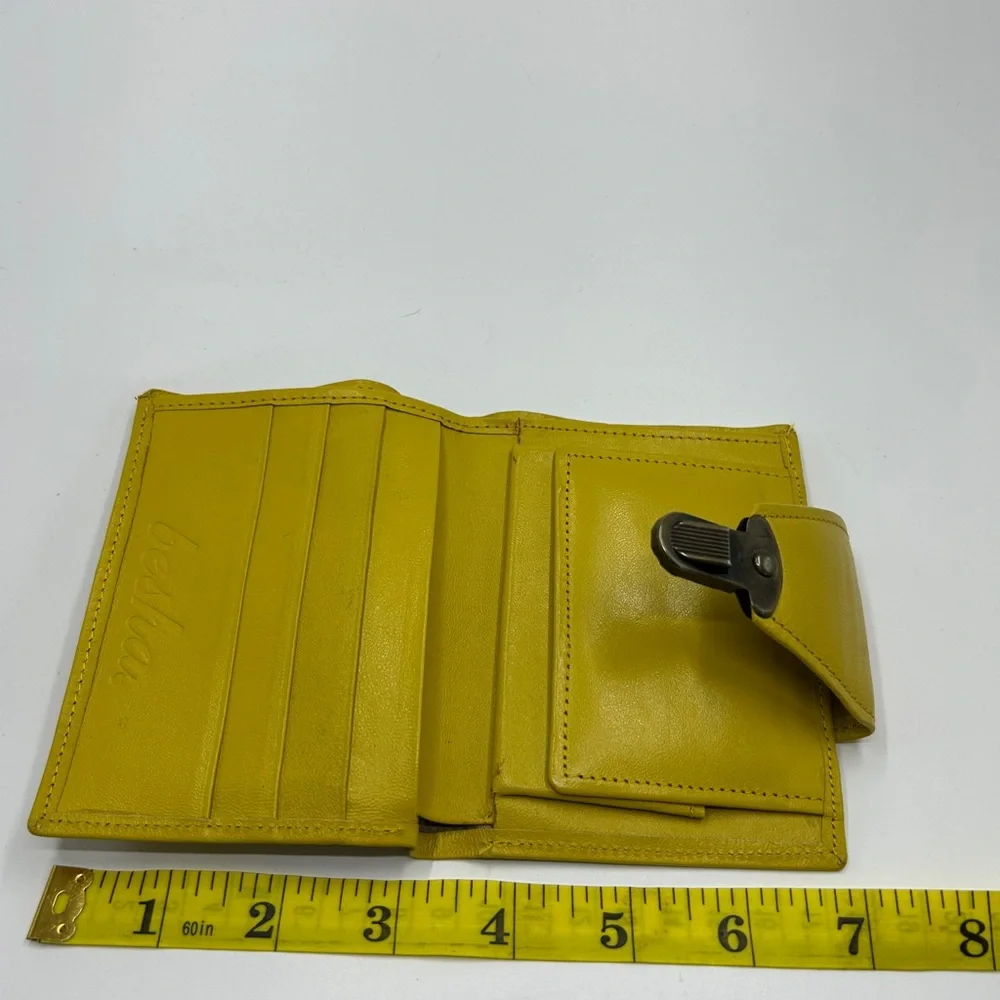 Basha Mustard Yellow Leather Wallet with Silver Lock - Picture 4 of 6